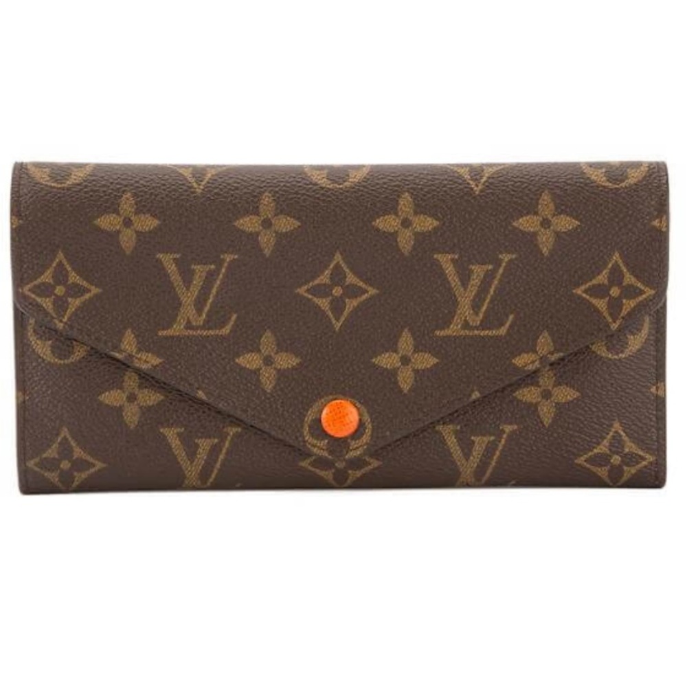Authentic Louis Vuitton Monogram Josephine Wallet, Orange detail